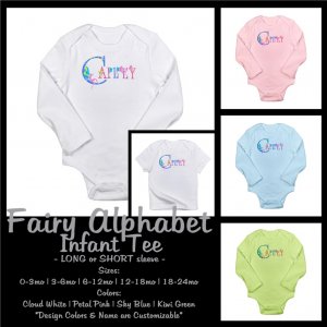 FAIRY ALPHABET | personalizable infant long sleeve bodysuit