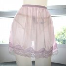 NWT CLASSIC SHEER NYLON HALF SLIP SKIRT, LACE DETAIL PINK COLOR, WOMEN UNDERWEAR