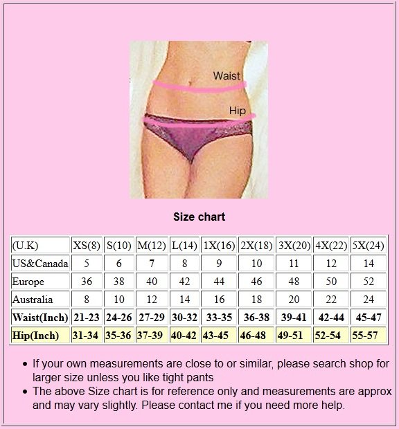 Pink Nylon bikini panties classic design Women Hips 3537" inches