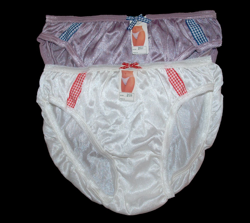 2 NEW CUTE NYLON PANTIES, PASTEL WHITE & PURPLE, BEAUTIFUL LINGERIES