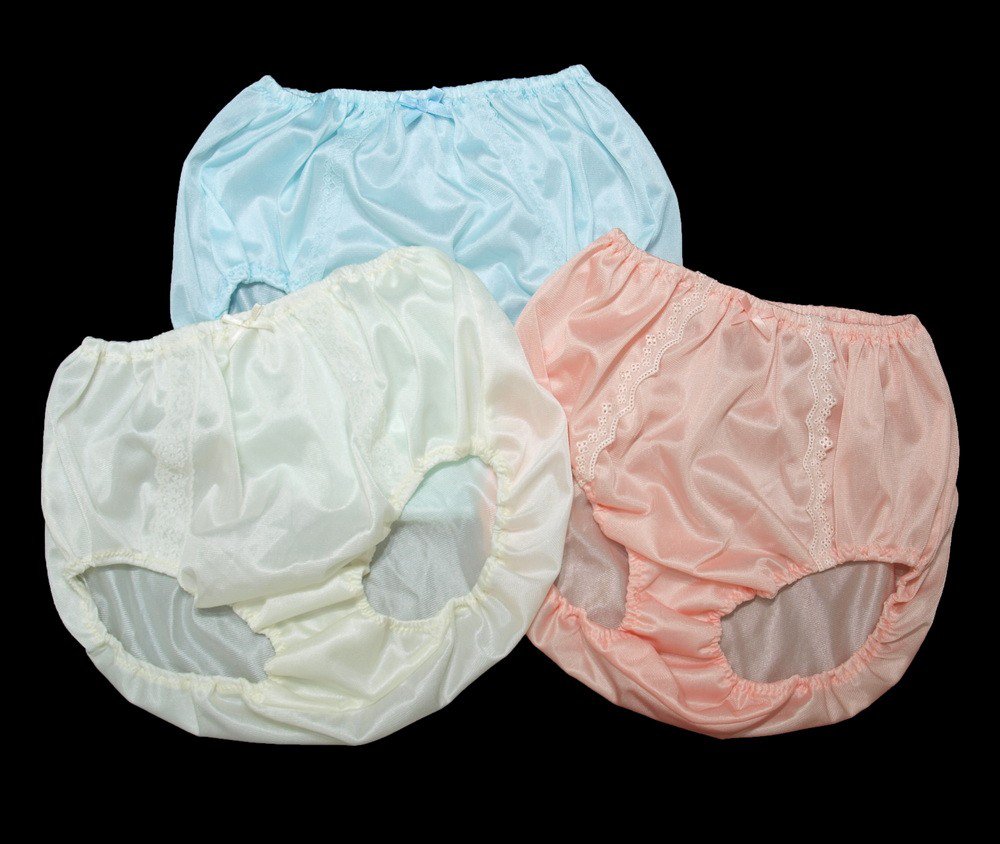 3 Nylon Briefs panties, Feminine Classic Lingerie Silky Women's Hip 36