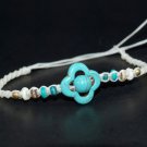 Handmade Crochet Bracelets Beautiful imitation turquoise & White cotton String