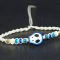 Handmade Crochet Bracelets Red imitation stone, Brown cotton String