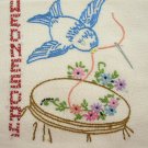 Blue Birds DOW Dish Towel embroidery transfer pattern AB7437 Blue Birds DOW Dish Towel embroidery transfer pattern AB7437