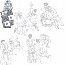 Victorian Coverlet -Man & Woman embroidery transfer pattern mo7546
