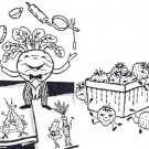 Animated Fruit & Vegetables and Fish Kitchen Towels embroidery pattern mo630