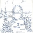 Two (2 x ) English Flower Garden with Sundial transfers ORIG 17728