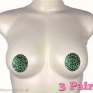 Backless Strapless Bras Nipple Pasties Covers Breast Pads Concealers 3 Pairs Green Classic Round