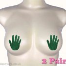 Glitter Sexy Nipple Pasties Covers Breast Pads Concealers Lingerie 2 Pairs Green Glitter Hands