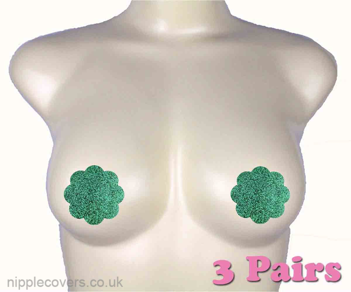 Disposable Adhesive Burlesque Mint Green  Breast Petals Niple Pasties Covers Lingerie 3 Pairs
