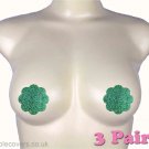 Disposable Adhesive Burlesque Mint Green  Breast Petals Niple Pasties Covers Lingerie 3 Pairs
