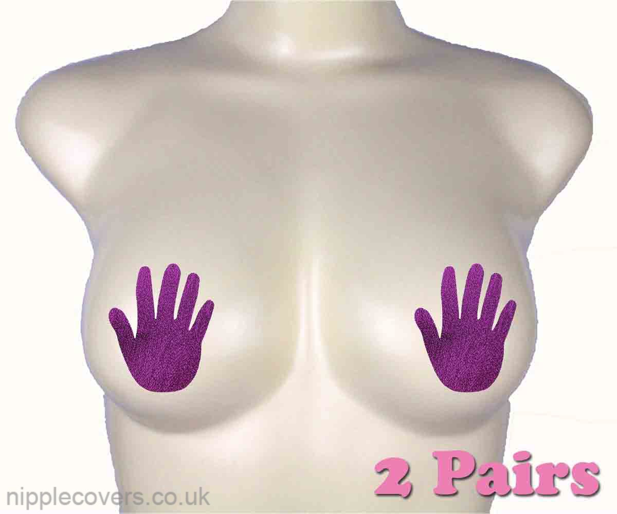 Pink Exotic Burlesque Hands Nipple Pasties Covers Breast Pads Concealers 2 Pairs
