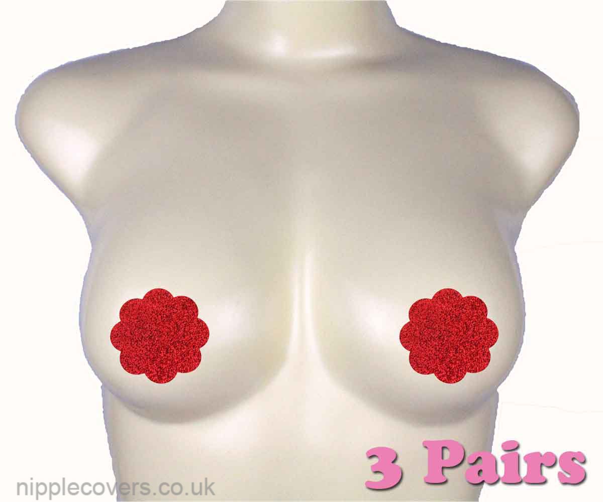 Disposable Burlesque Dance Accessories Niple Pasties Petals Covers Patch 3 Pairs Red