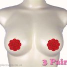Disposable Burlesque Dance Accessories Niple Pasties Petals Covers Patch 3 Pairs Red