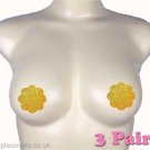 Adhesive Yellow  Breast Petals Niple Pasties Invisible Backless Bras Covers Patch 3 Pairs