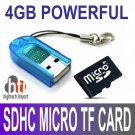 FULL CAPACITY TESTED 4GB Micro SDHC TF Memory Card with Micro SD Card Reader