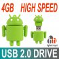 6pcs x Android Robot high speed USB 2.0 Drive - 4GB FULL CAPACITY TESTED
