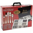 Sterlingcraft 72pc Heavy Gauge Surgical St. Steel Flatware and Hostess Set with 24K Gold-Plated Trim