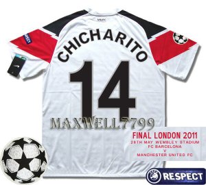 2011 MANCHESTER UNITED CHICHARITO 14 UEFA FINAL WEMBLEY LONDON DATE PATCH SHIRT JERSEY