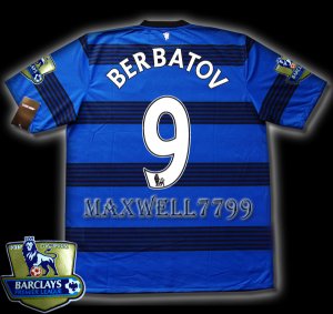 NEW 11-12 MANCHESTER UNITED AWAY BERBATOV 9 CHAMP PREMIER PATCH SOCCER SHIRT JERSEY