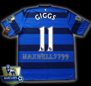 NEW 11-12 MANCHESTER UNITED AWAY GIGGS 11 CHAMP PREMIER PATCH SOCCER SHIRT JERSEY