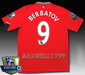 NEW 11-12 MANCHESTER UNITED HOME BERBATOV 9 CHAMP PREMIER PATCH SOCCER SHIRT JERSEY