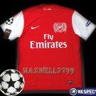 NEW 11-12 ARSENAL HOME BLANK UEFA+RESPECT PATCH SOCCER SHIRT JERSEY