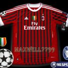 NEW 11-12 AC MILAN HOME BLANK ALL 4 PATCHES SOCCER SHIRT JERSEY