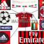 NEW 11-12 AC MILAN HOME BLANK ALL 4 PATCHES SOCCER SHIRT JERSEY
