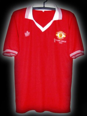 RETRO 1977 MANCHESTER UNITED HOME SILVER JUBILEE NO. 7 RARE SOCCER SHIRT JERSEY # XL