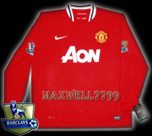 NEW 11-12 MANCHESTER UNITED HOME BLANK CHAMP PREMIER PATCH LS SOCCER SHIRT JERSEY