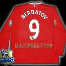 NEW 11-12 MANCHESTER UNITED HOME BERBATOV 9 CHAMP PREMIER PATCH LS SOCCER SHIRT JERSEY