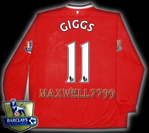 NEW 11-12 MANCHESTER UNITED HOME GIGGS 11 CHAMP PREMIER PATCH LS SOCCER SHIRT JERSEY