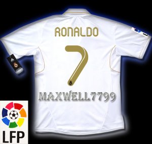 NEW 11-12 REAL MADRID HOME RONALDO 7 LFP PATCH SOCCER SHIRT JERSEY