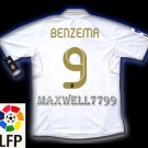 NEW 11-12 REAL MADRID HOME BENZEMA 9 LFP PATCH SOCCER SHIRT JERSEY