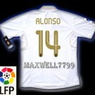 NEW 11-12 REAL MADRID HOME ALONSO 14 LFP PATCH SOCCER SHIRT JERSEY
