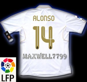 NEW 11-12 REAL MADRID HOME ALONSO 14 LFP PATCH SOCCER SHIRT JERSEY