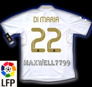 NEW 11-12 REAL MADRID HOME DI MARIA 22 LFP PATCH SOCCER SHIRT JERSEY