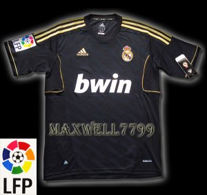 NEW 11-12 REAL MADRID AWAY BLANK LFP PATCH SOCCER SHIRT JERSEY