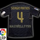 NEW 11-12 REAL MADRID AWAY SERGIO RAMOS 4 LFP PATCH SOCCER SHIRT JERSEY