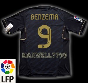 NEW 11-12 REAL MADRID AWAY BENZEMA 9 LFP PATCH SOCCER SHIRT JERSEY
