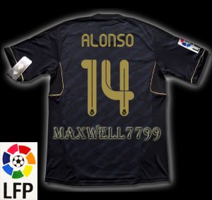 NEW 11-12 REAL MADRID AWAY ALONSO 14 LFP PATCH SOCCER SHIRT JERSEY