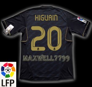 NEW 11-12 REAL MADRID AWAY HIGUAIN 20 LFP PATCH SOCCER SHIRT JERSEY
