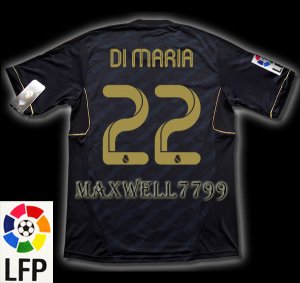 NEW 11-12 REAL MADRID AWAY DI MARIA 22 LFP PATCH SOCCER SHIRT JERSEY