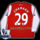 NEW 11-12 ARSENAL HOME CHAMAKH 29 PREMIER PATCH SOCCER LS SHIRT JERSEY