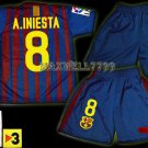 11-12 BARCELONA HOME A.INIESTA 8 LFP+TV3 PATCH KITS KIDS SHORTS JERSEY # S