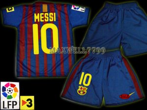 11-12 BARCELONA HOME MESSI 10 LFP+TV3 PATCH KITS KIDS SHORTS JERSEY # S,M,L