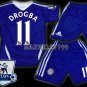 11-12 CHELSEA HOME DROGBA 11 PREMIER PATCH KITS KIDS SHORTS JERSEY # M,XL
