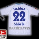 NEW 11-12 SCHALKE 04 AWAY UCHIDA 22 BUNDES LIGA PATCH SOCCER SHIRT JERSEY
