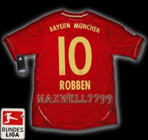 NEW 11-12 BAYERN MUNICH HOME ROBBEN 10 BUNDES LIGA PATCH SOCCER SHIRT JERSEY